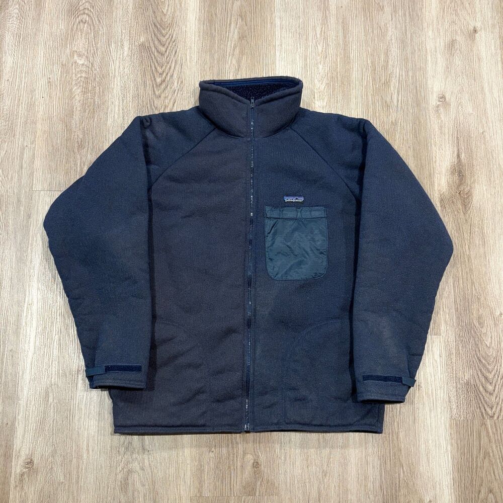 RARE Vtg 70s 80s Patagonia Pile Cardigan Jacket Men's Size XL Navy Blue Full Zip